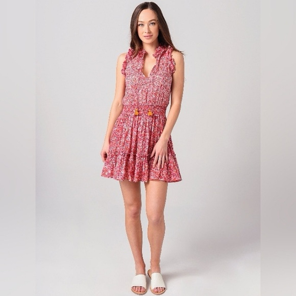Poupette St. Barth Pink Floral Mini Dress (A119)